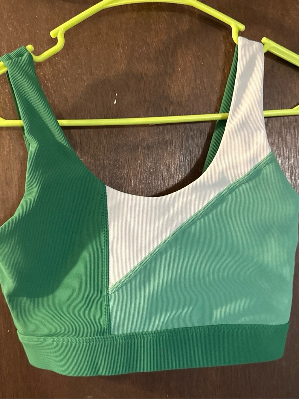 Green & White Colorblock Sports Bralette — Supportive Everyday Wear